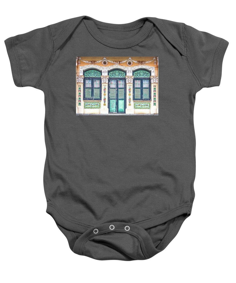 Singapore Baby Onesie featuring the photograph The Singapore Shophouse 39 by John Seaton Callahan