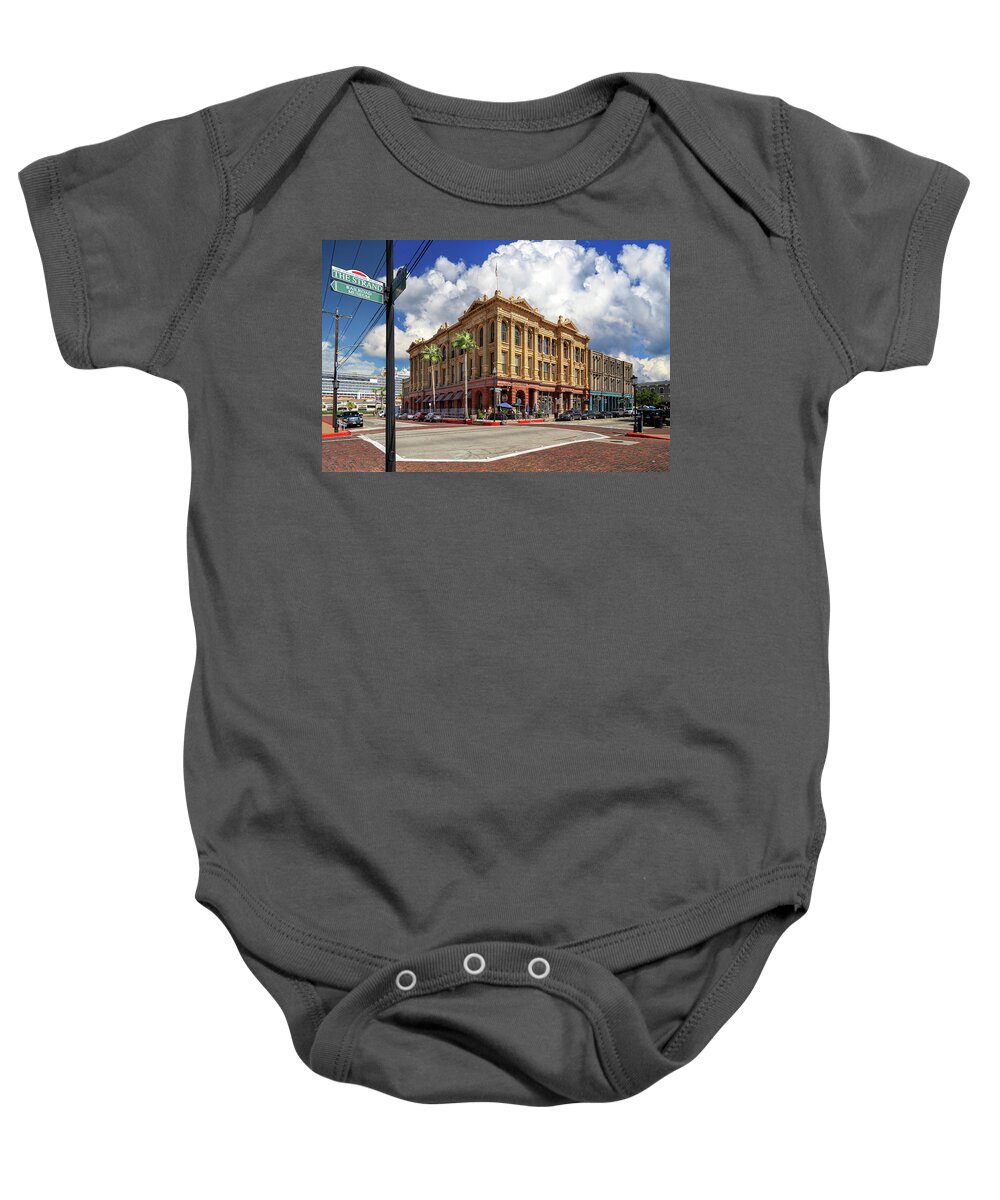 Galveston Baby Onesie featuring the photograph The Strand In Galveston by James Eddy