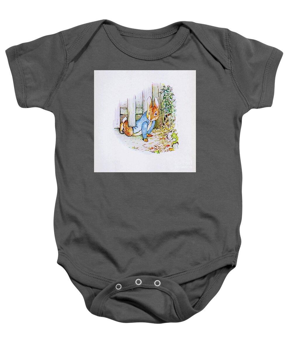  Baby Onesie featuring the painting The Tale of Peter Rabbit ab15 by Historic Illustrations