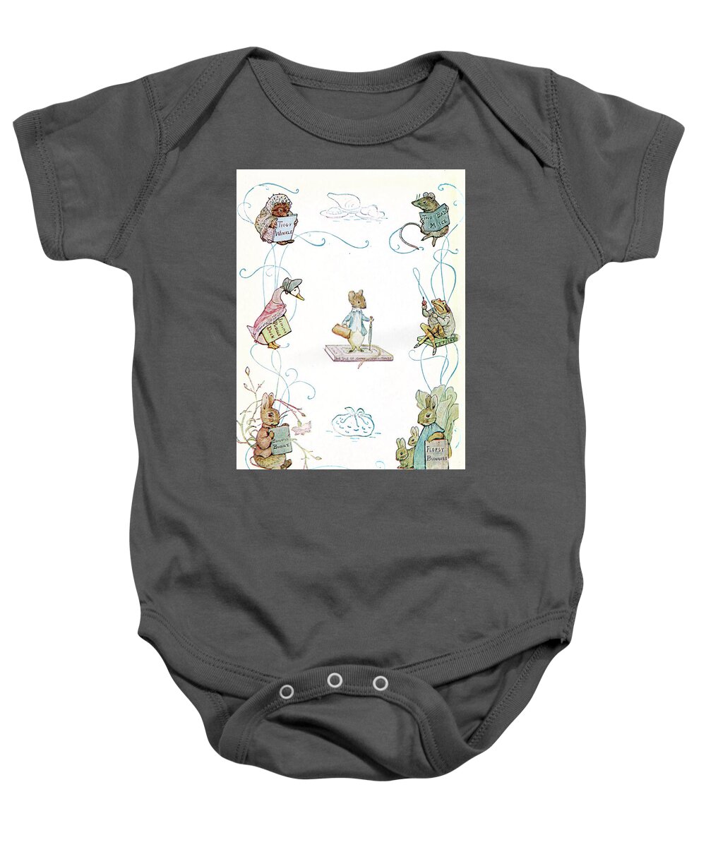  Baby Onesie featuring the painting The Tale of Peter Rabbit ab40 by Historic Illustrations