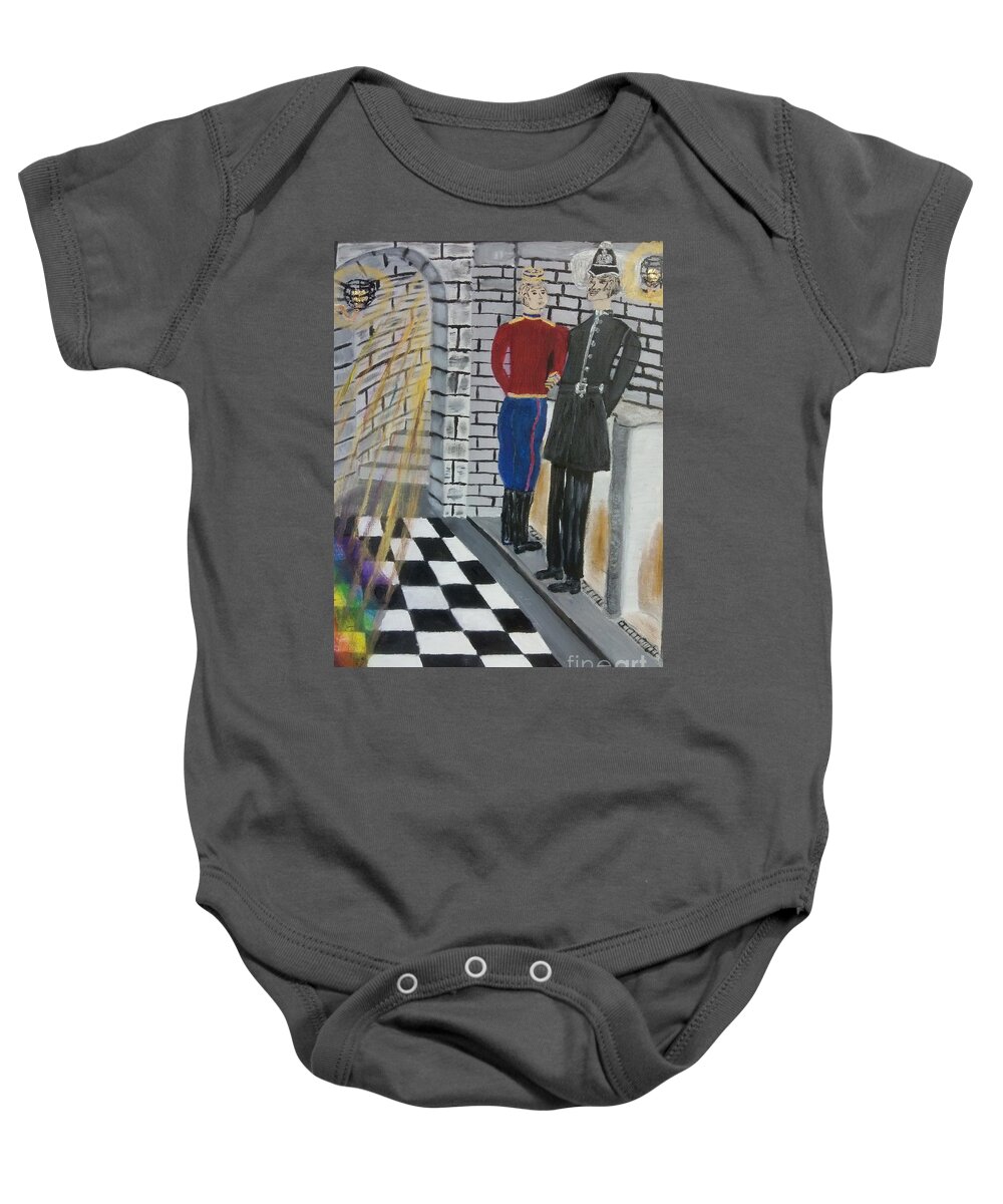 Gay Baby Onesie featuring the painting The Victorian Gay Scene by David Westwood