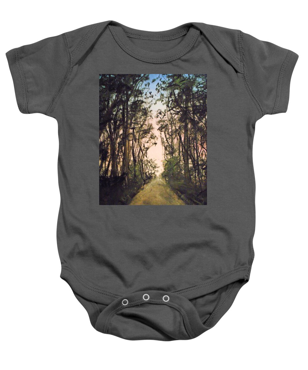 Forest Baby Onesie featuring the painting The Walk Through by Jen Shearer