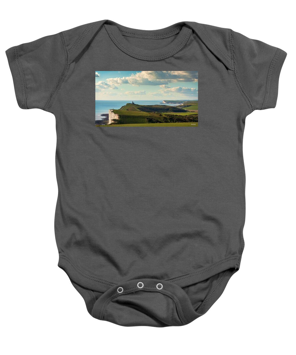 White Cliffs Of Dover Baby Onesie featuring the photograph The White Cliffs Lighthouse by Ryan Huebel