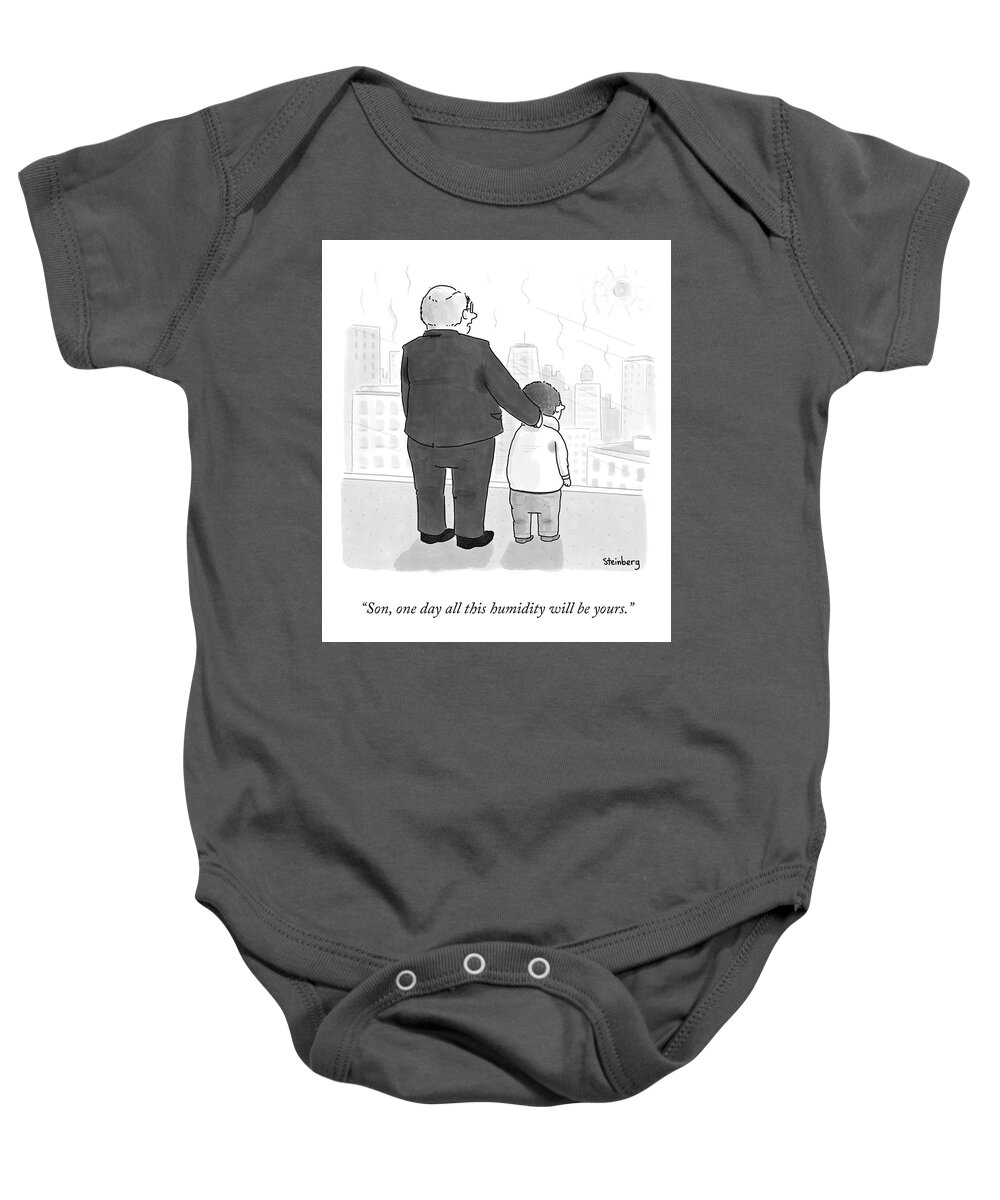 Son Baby Onesie featuring the drawing This Humidity Will Be Yours by Avi Steinberg