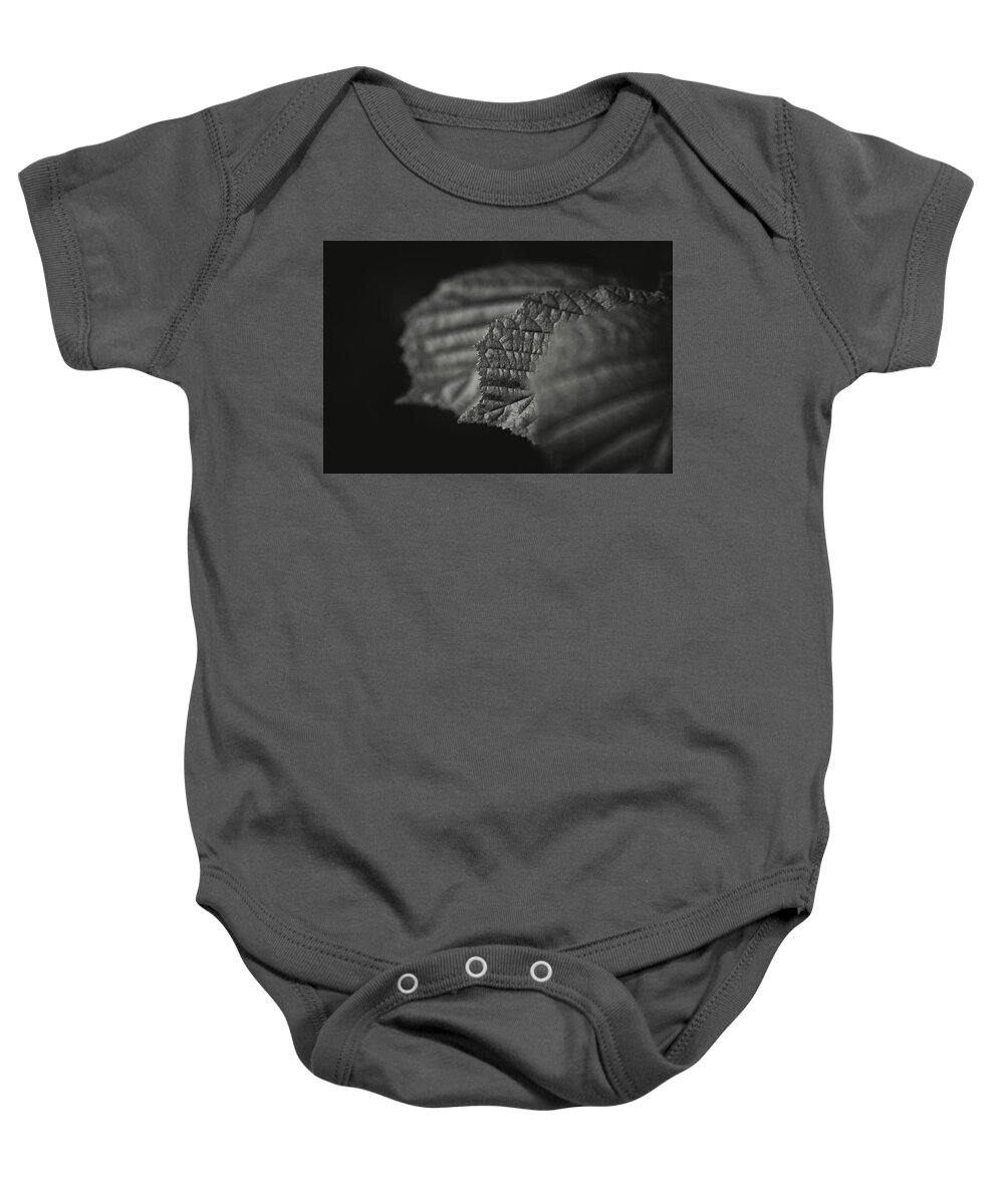 Shallow Baby Onesie featuring the photograph Three leaves by Martin Vorel Minimalist Photography
