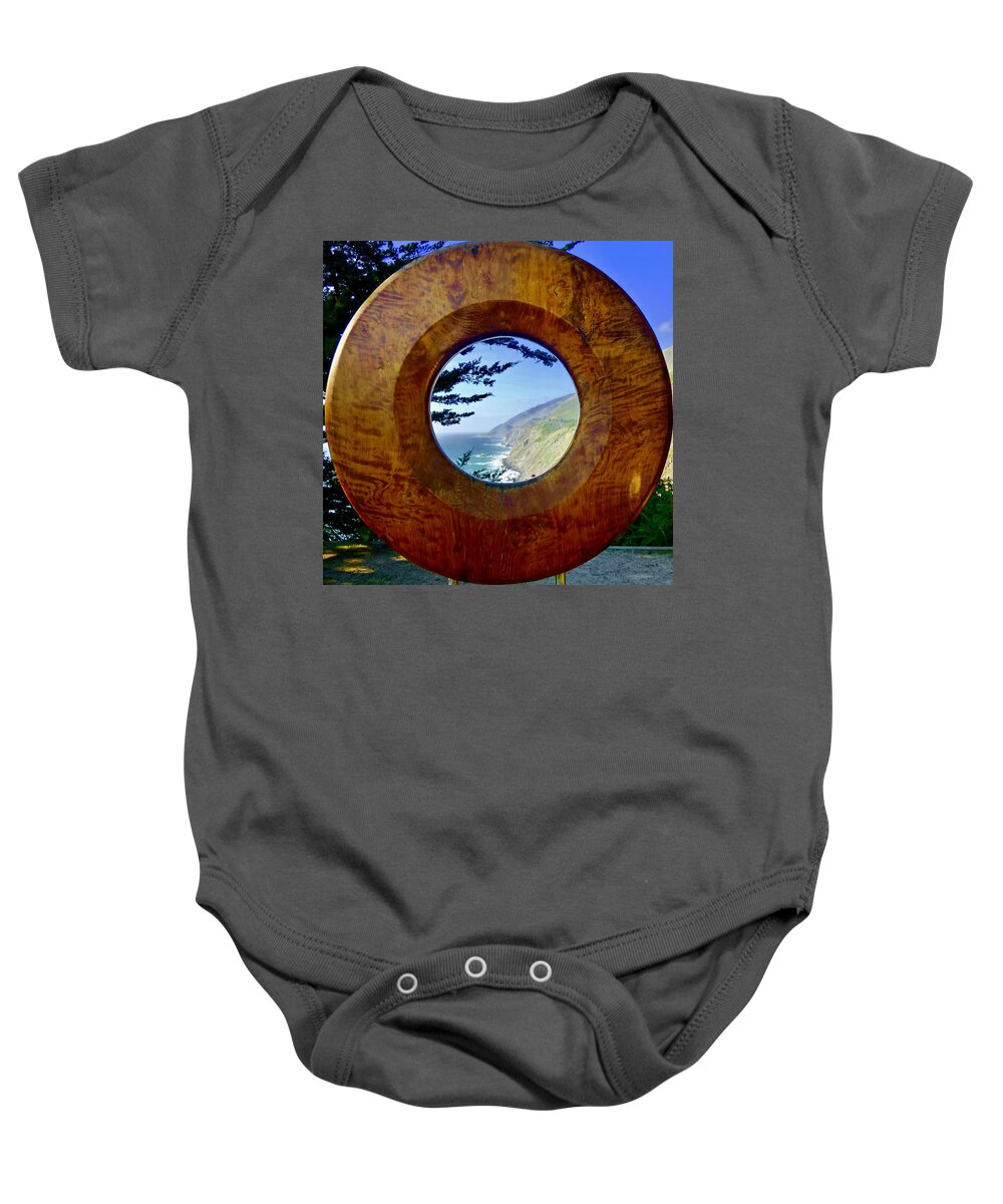 Ragged Point Baby Onesie featuring the photograph Beyond The Portal by Amelia Racca