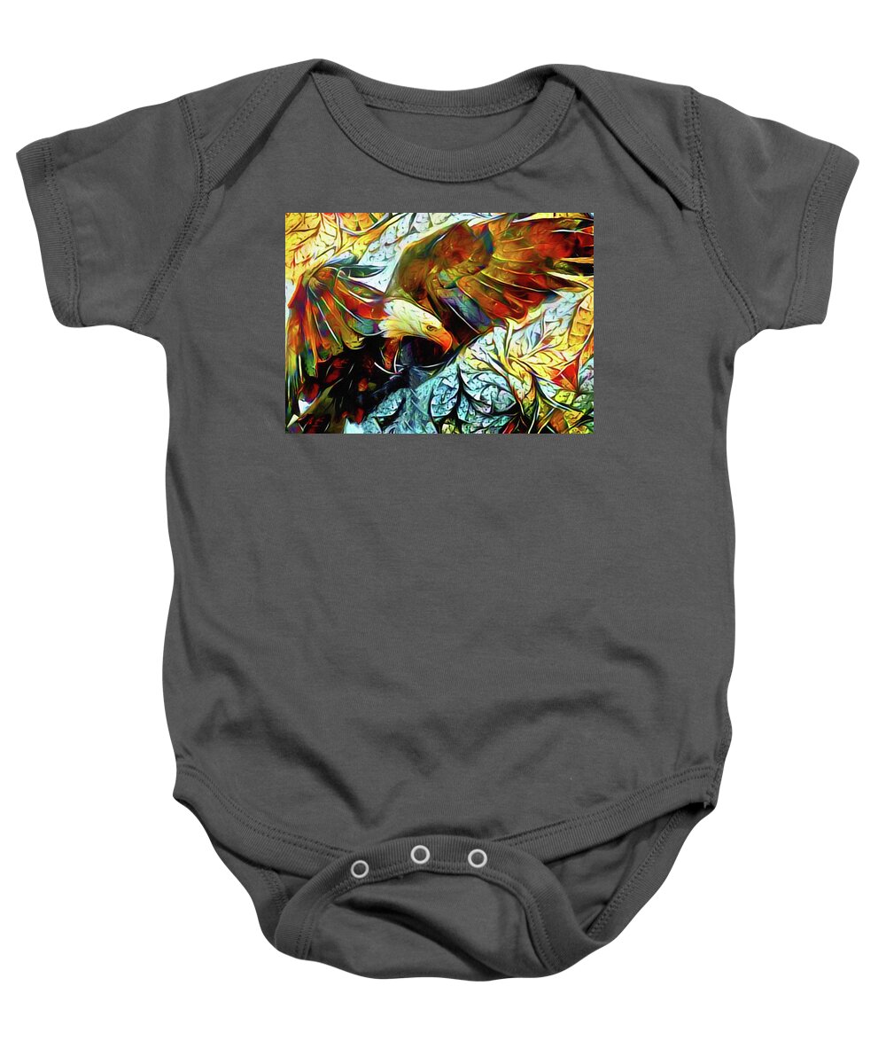 Thunderbird Baby Onesie featuring the painting Thunderbird by Susan Maxwell Schmidt