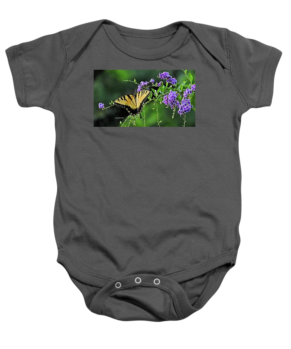 Tiger Swallowtail Baby Onesie featuring the photograph Tiger Swallowtail On Duranta 16X9 by Nancy Denmark