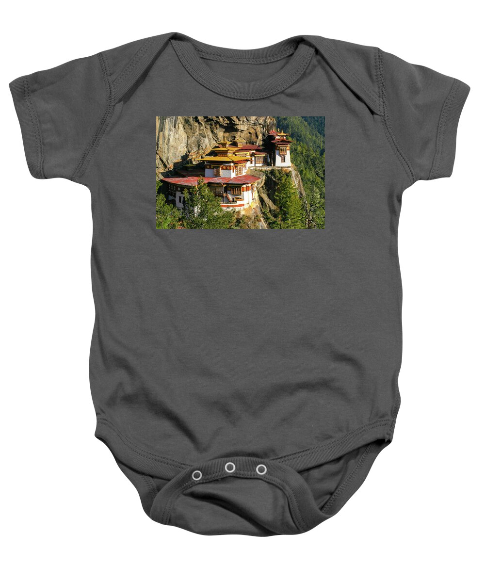 Buddhist Baby Onesie featuring the photograph Tiger's Nest by Leslie Struxness