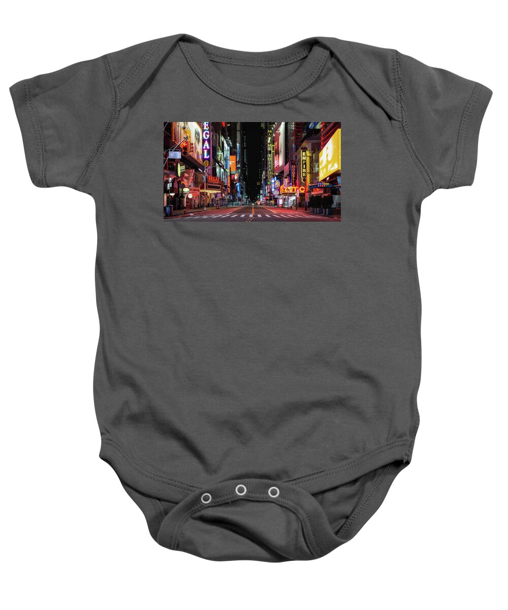Times Square Baby Onesie featuring the photograph Times Square - Covid-19 by Randy Lemoine