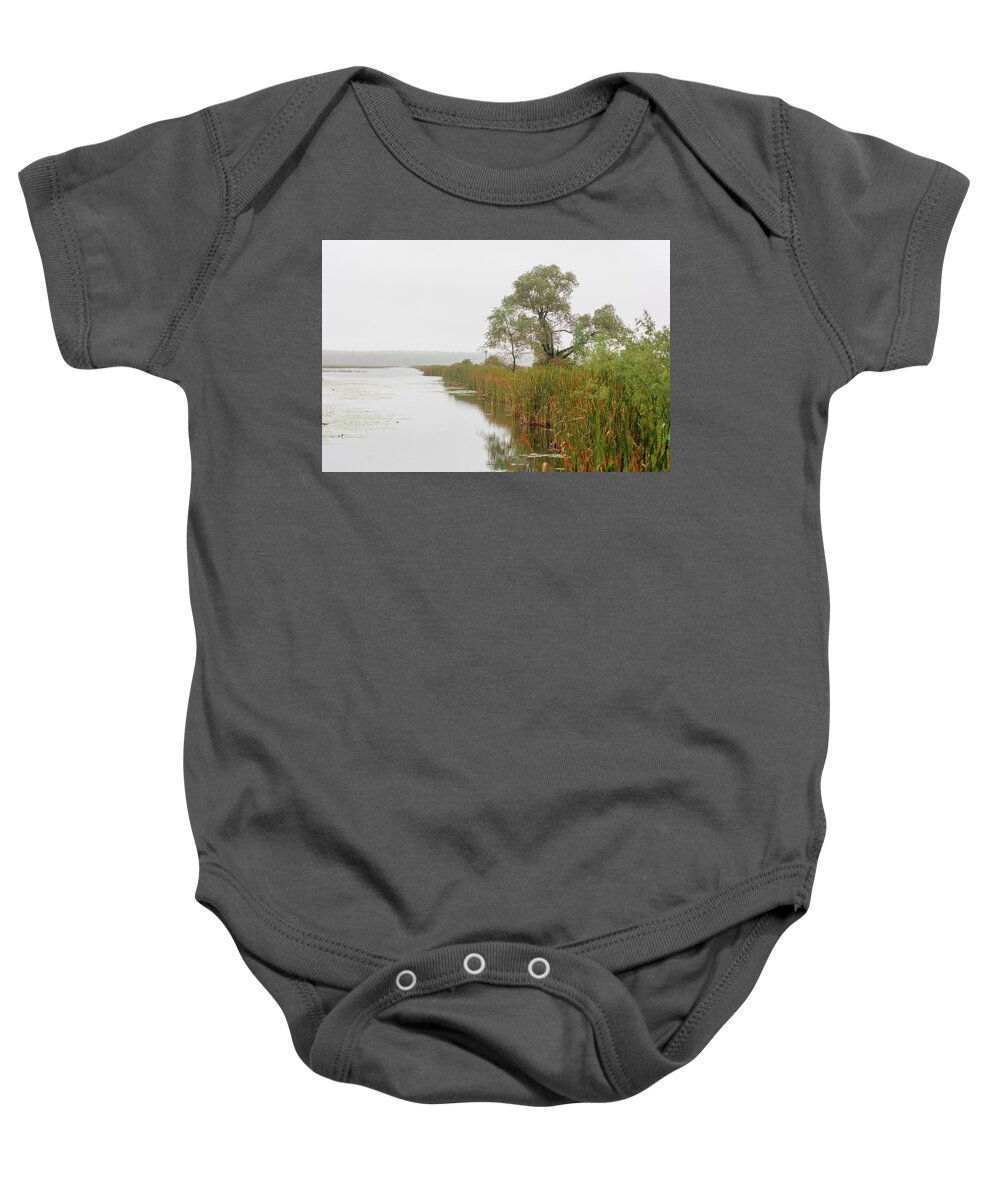 Tiny Marsh Walk Baby Onesie featuring the photograph Tiny Marsh Walk by James Canning