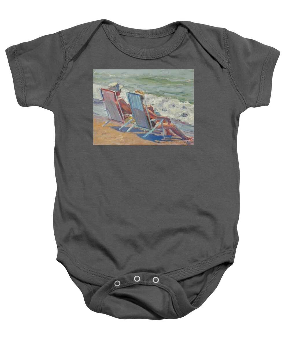 Nature Baby Onesie featuring the painting Toes in the Water by Michael Camp