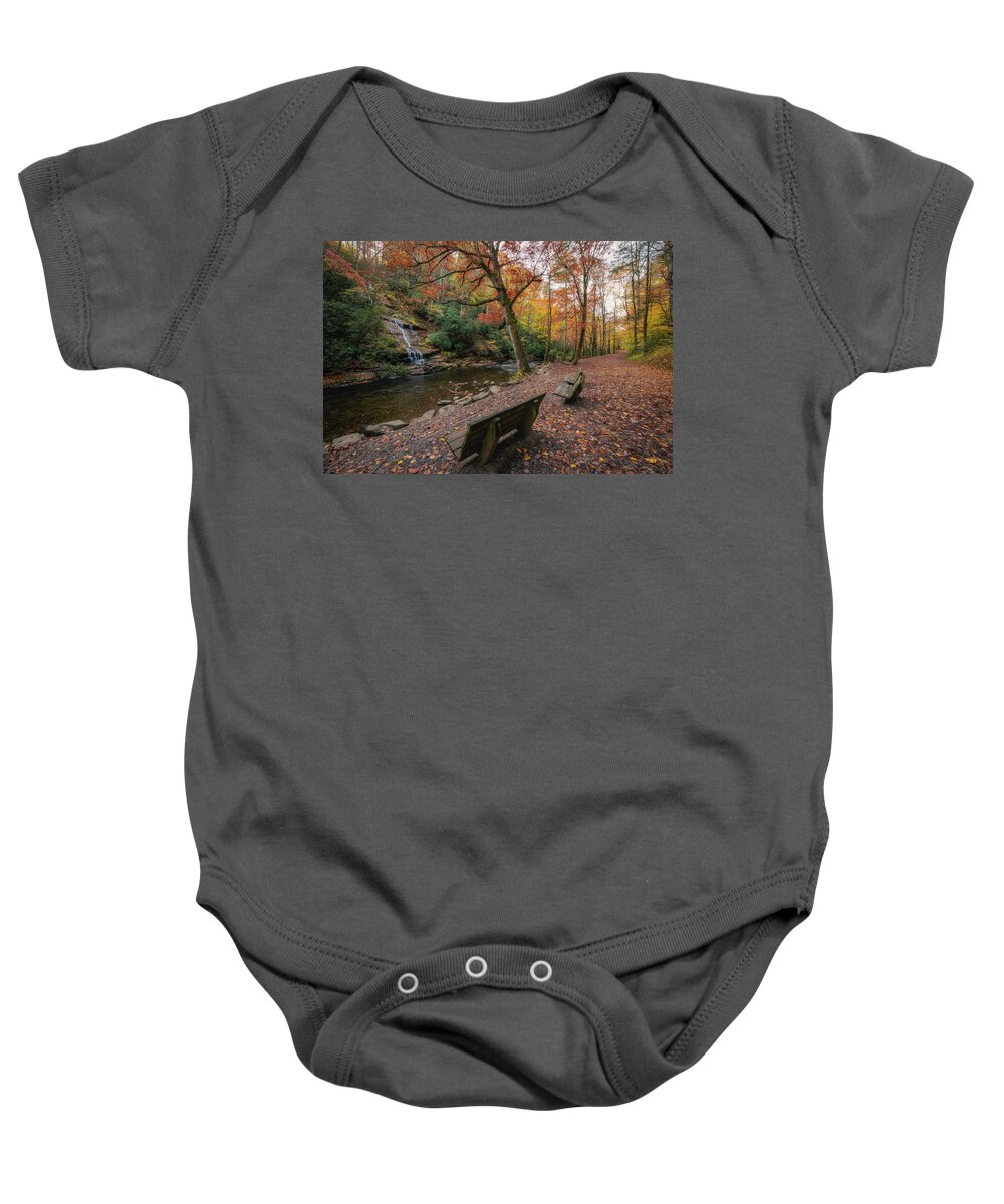Tom Branch Falls Baby Onesie featuring the photograph Tom Branch Falls in Autumn by Robert J Wagner