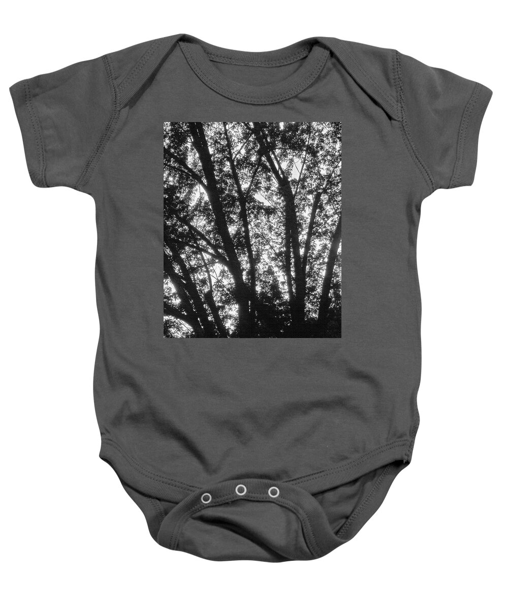 Tom Stanley Janca Black And White Baby Onesie featuring the digital art Tom Stanley Janca Black And White, Trees Abstract by Tom Janca