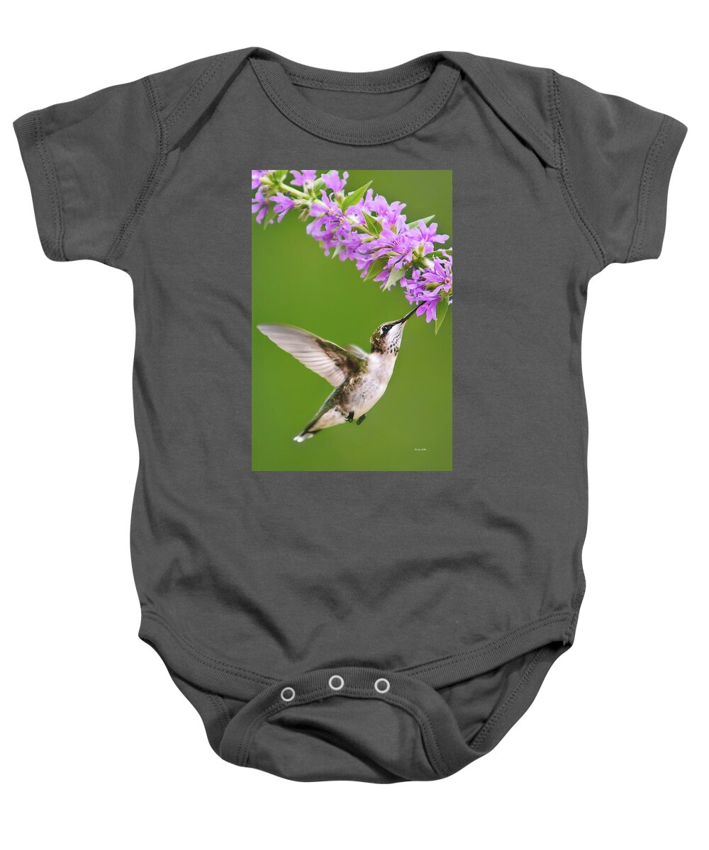 Hummingbird Baby Onesie featuring the digital art Touched Hummingbird by Christina Rollo
