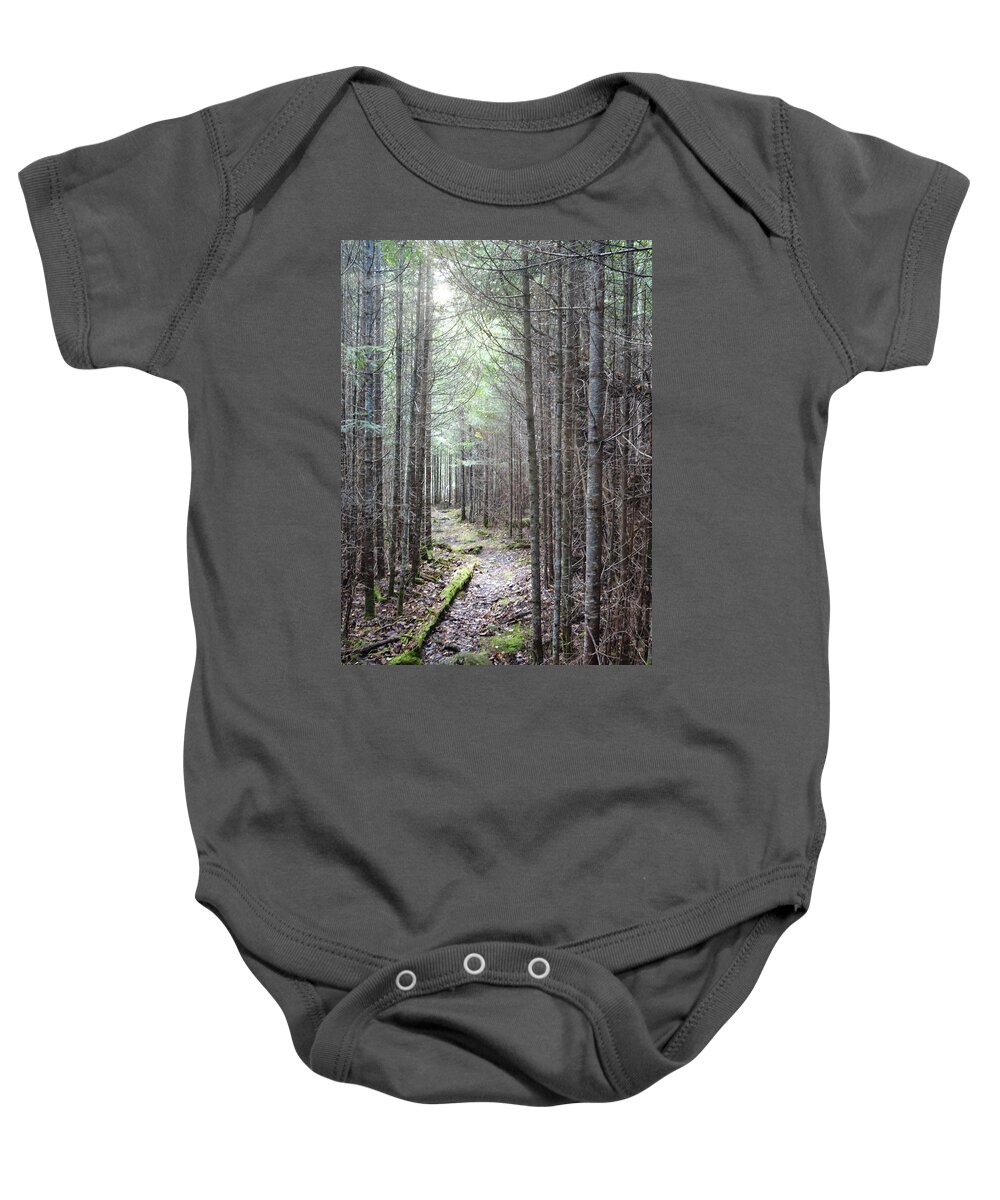 Maine Baby Onesie featuring the photograph Trail in Northern Maine Woods by Russel Considine