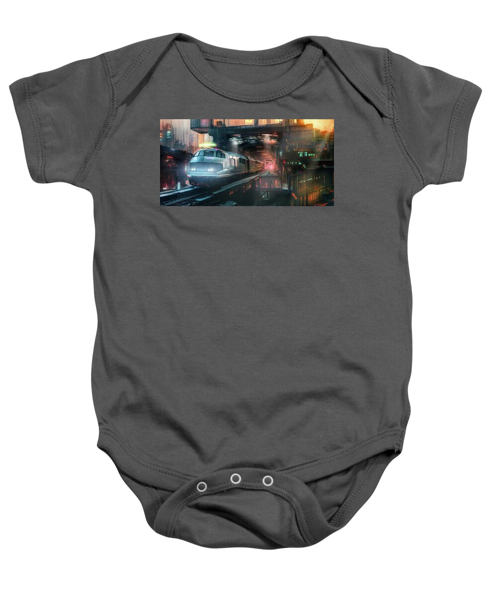 Train Baby Onesie featuring the digital art Train - The Miners Convoy by Micah Offman