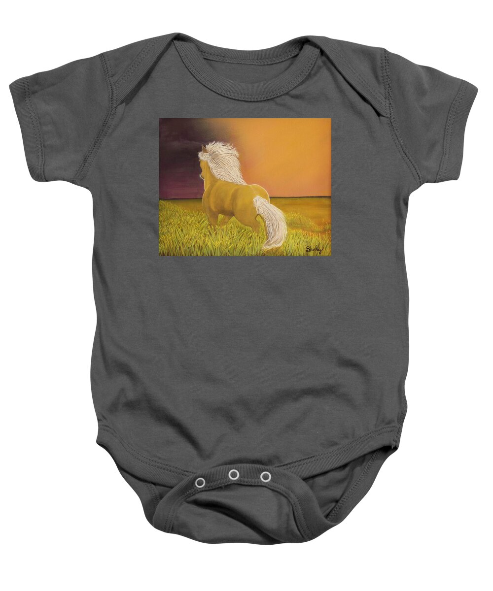 Horse Baby Onesie featuring the painting Trigger by Shirley Dutchkowski
