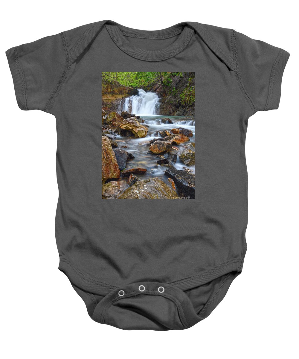 Triple Falls Baby Onesie featuring the photograph Triple Falls On Bruce Creek 3 by Phil Perkins
