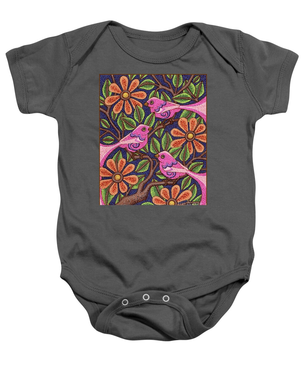 Bird Baby Onesie featuring the painting Troika by Amy E Fraser
