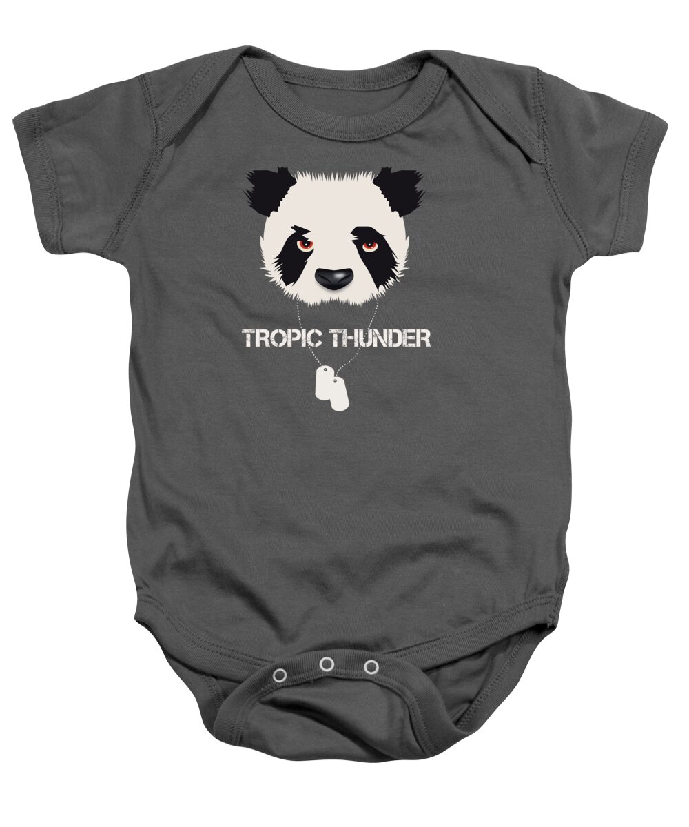 Tropic Thunder Baby Onesie featuring the digital art Tropic Thunder - Alternative Movie Poster by Movie Poster Boy