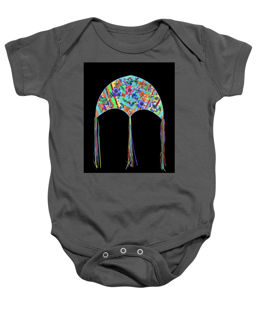 Tropical Breeze Baby Onesie featuring the mixed media Tropical Breeze by Vivian Aumond