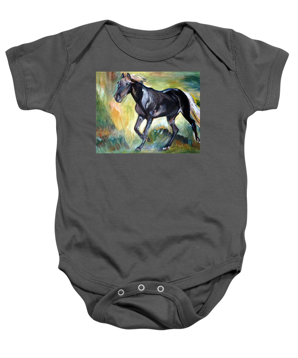 Horse Baby Onesie featuring the painting Trot by Genevieve Holland