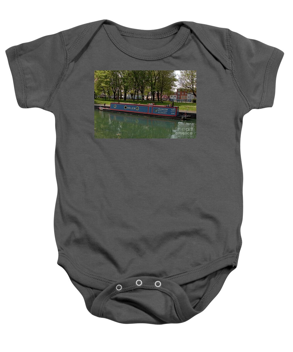 Canals Baby Onesie featuring the photograph Tug Boat Helen in Tipton Basin by Stephen Melia