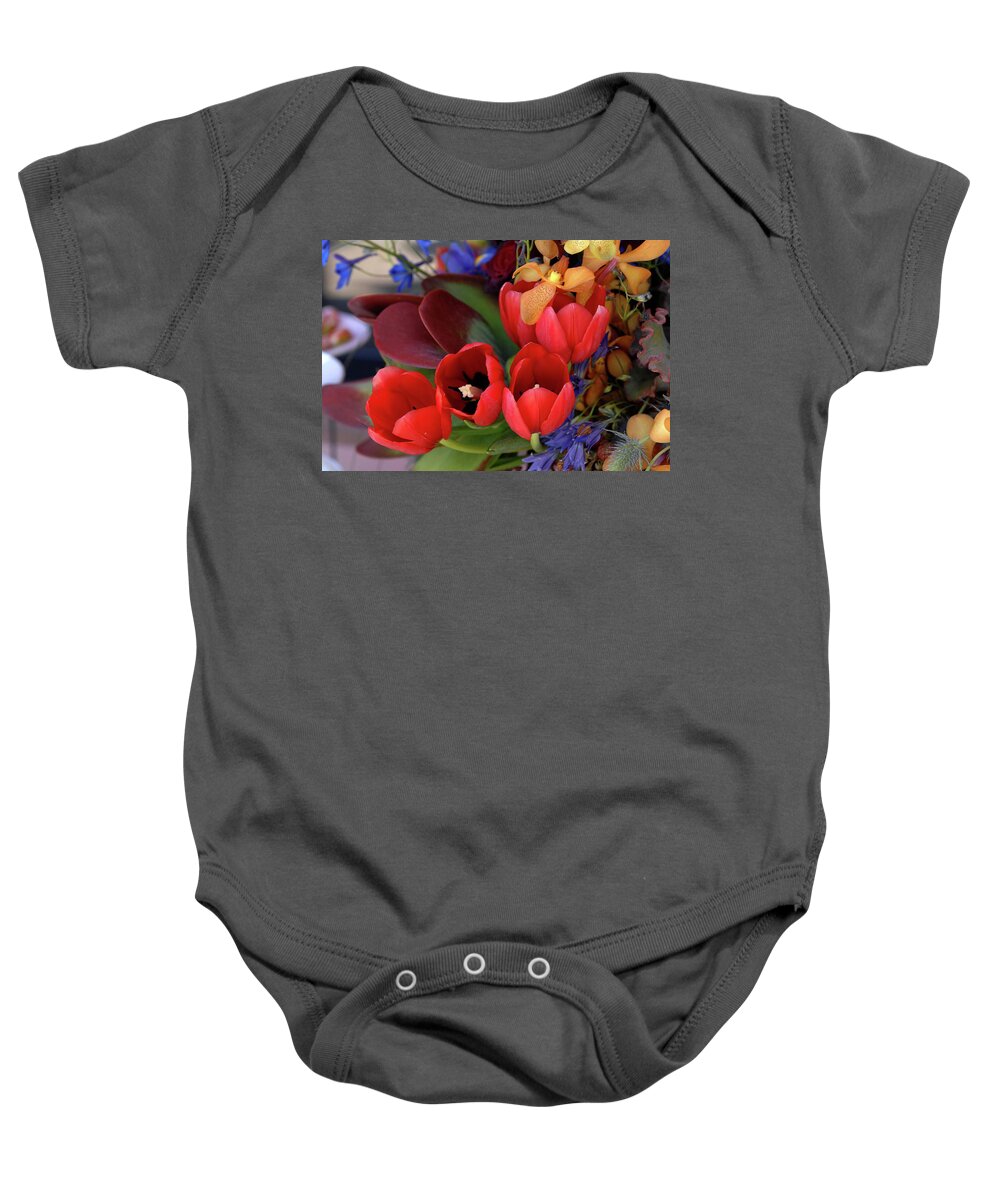 Tulip Baby Onesie featuring the photograph Tulip Bouquet by Bonnie Colgan