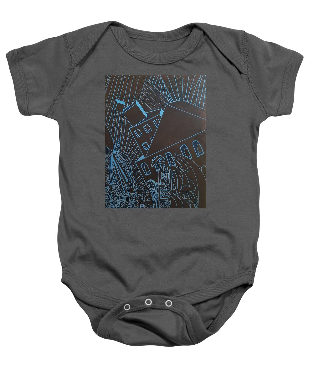 Dark Baby Onesie featuring the painting Tumbling Down by Amy Shaw