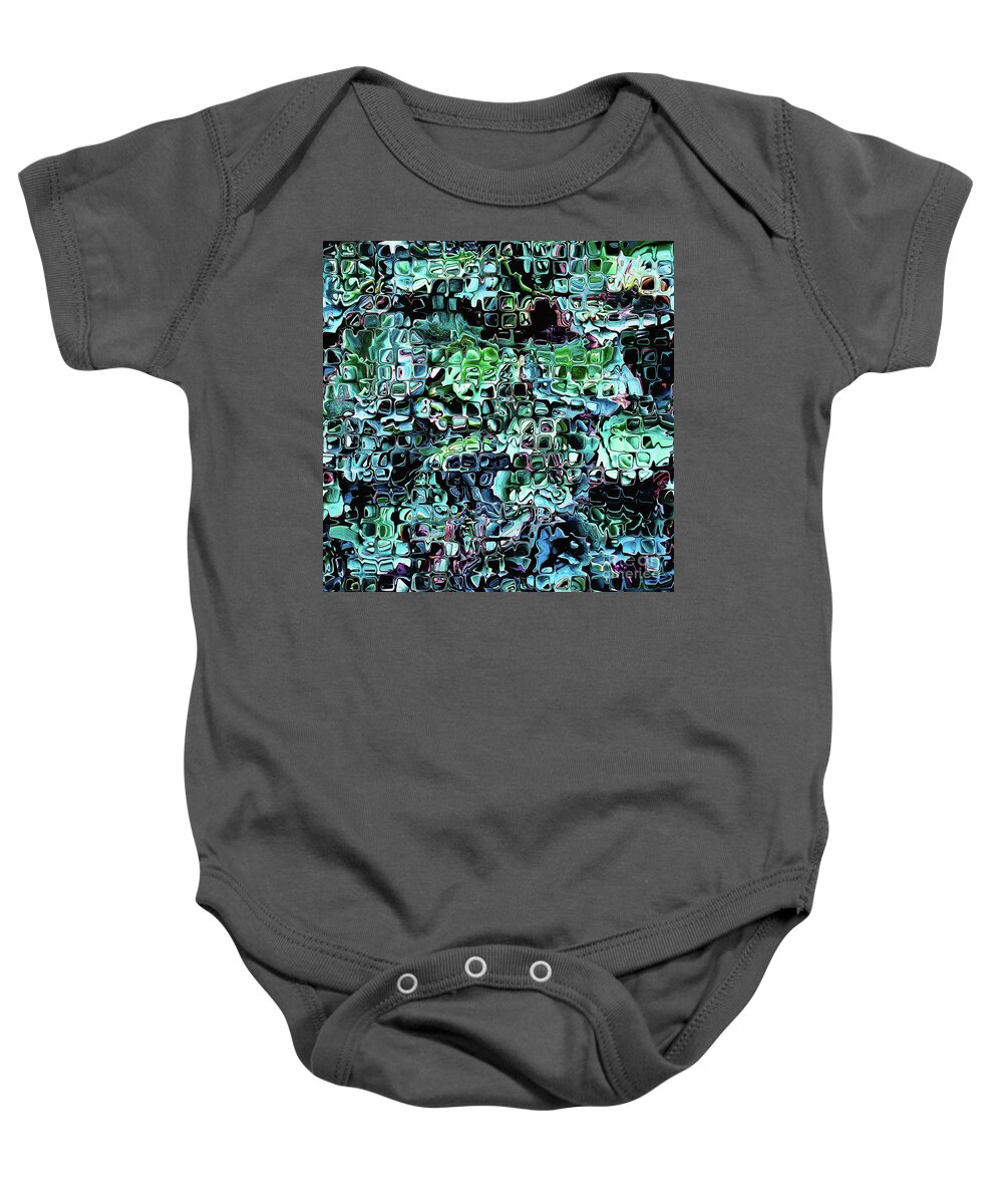 Glass Blocks Baby Onesie featuring the digital art Turquoise Garden of Glass by Phil Perkins