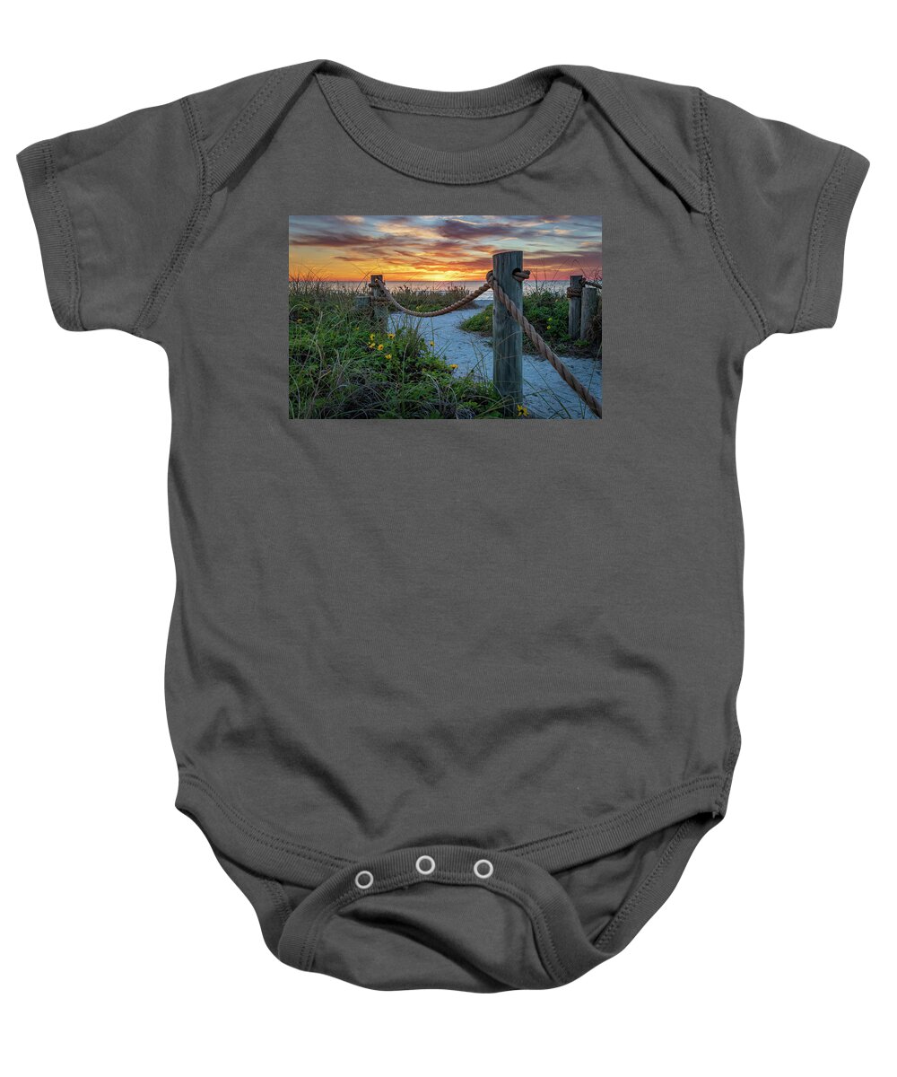 Turtle Beach Baby Onesie featuring the photograph Turtle Beach Sunset by Michael Smith