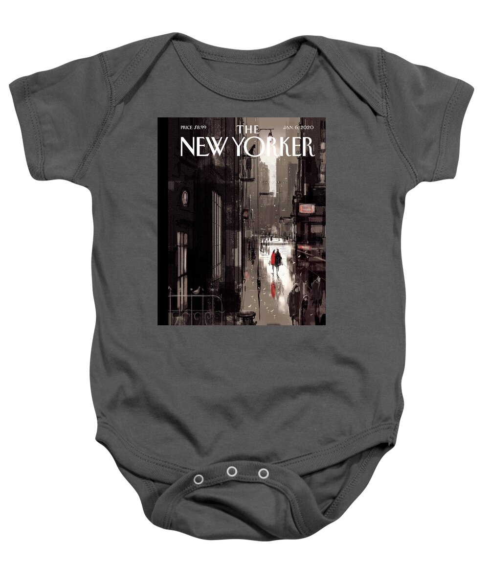 Twilight Avenue Baby Onesie featuring the drawing Twilight Avenue by Pascal Campion