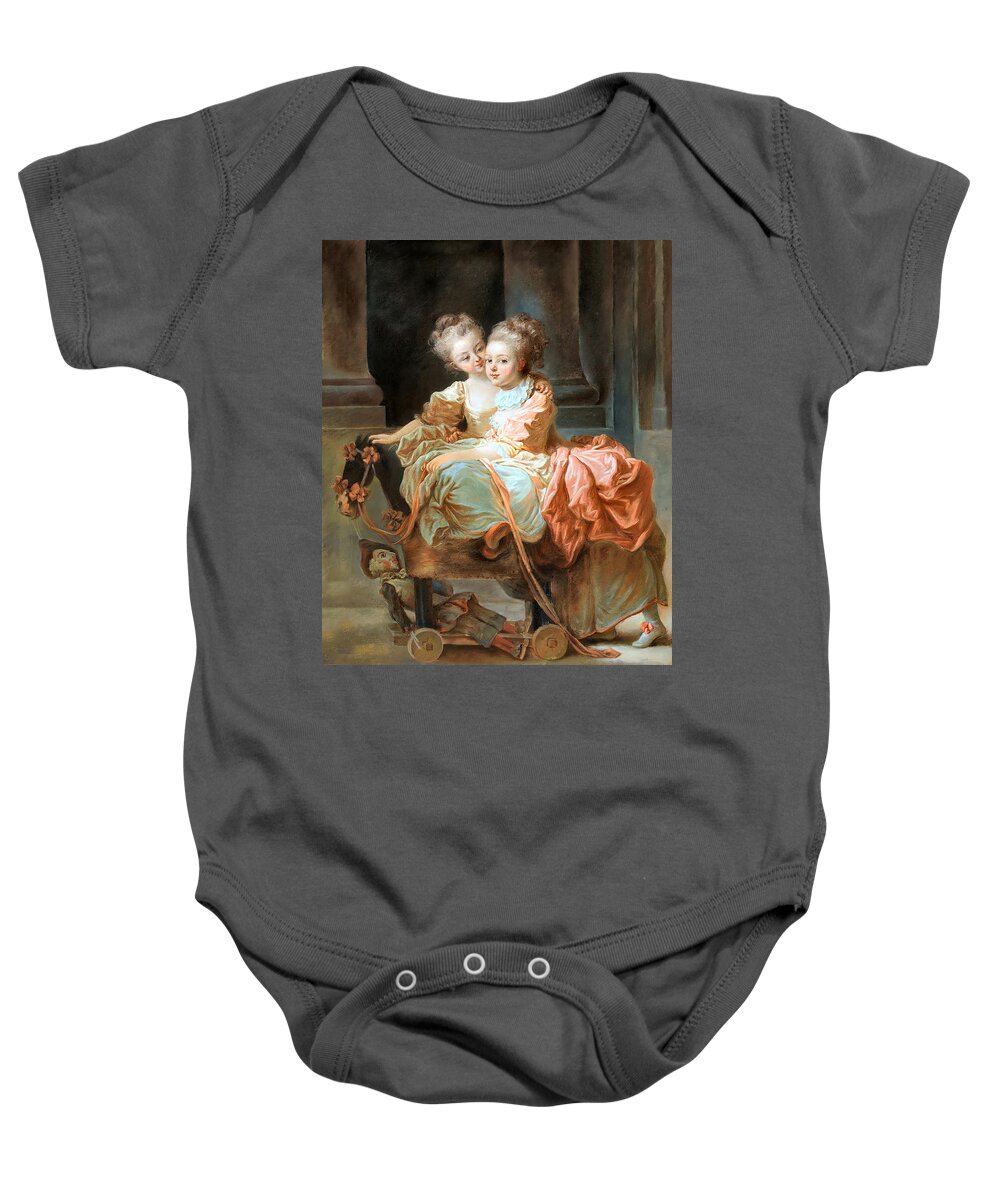 Sisters Baby Onesie featuring the painting Two Sisters by Jean-Claude Richard