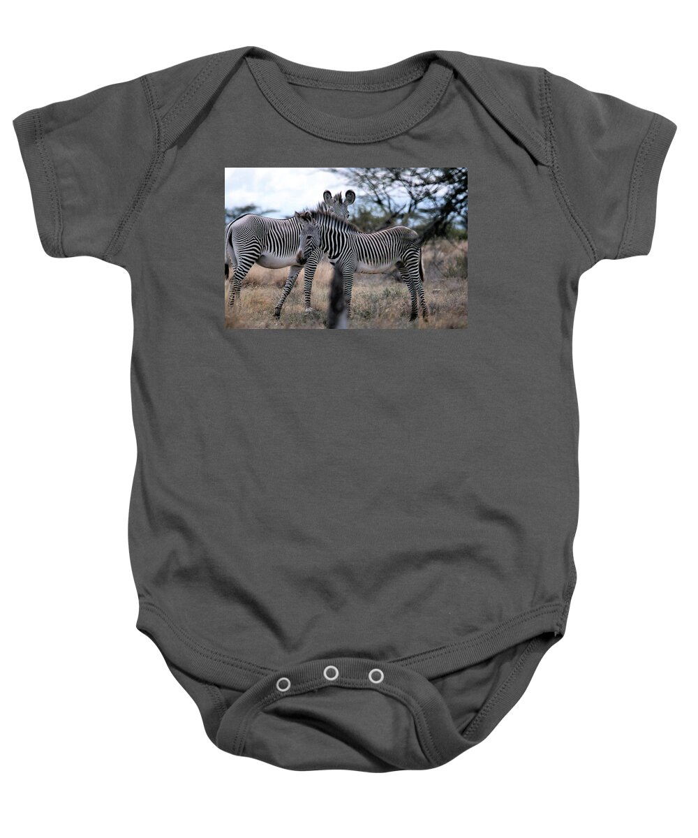 Zebra Baby Onesie featuring the photograph Two Zebras by Russ Considine