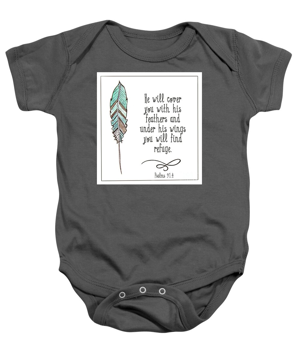 Psalm 91 Baby Onesie featuring the painting Under His Wings by Elizabeth Robinette Tyndall
