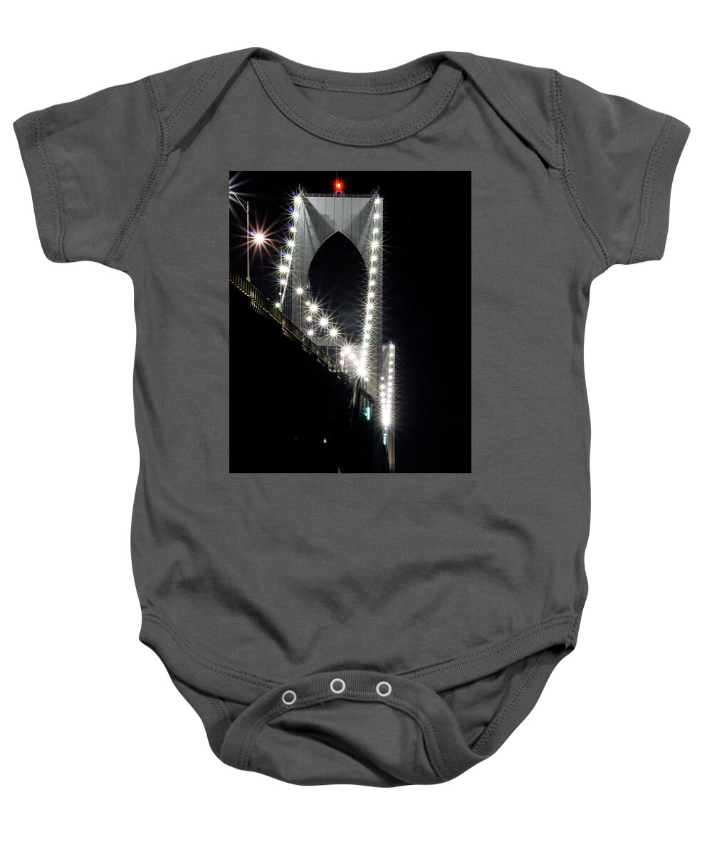 Newport Bridge Baby Onesie featuring the photograph Under the Bridge by Jim Feldman