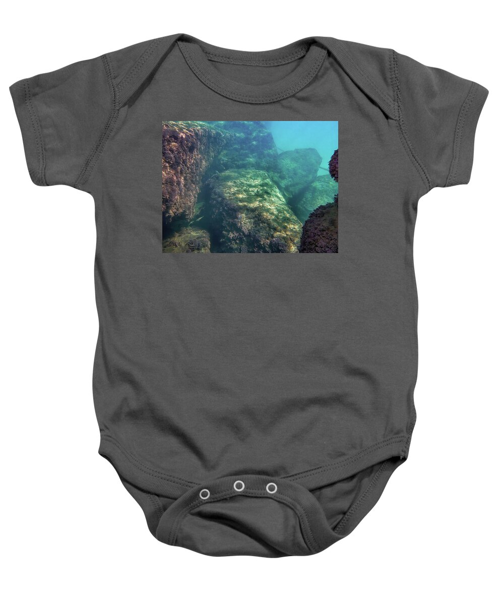 Fish Baby Onesie featuring the photograph Under the pier by Meir Ezrachi