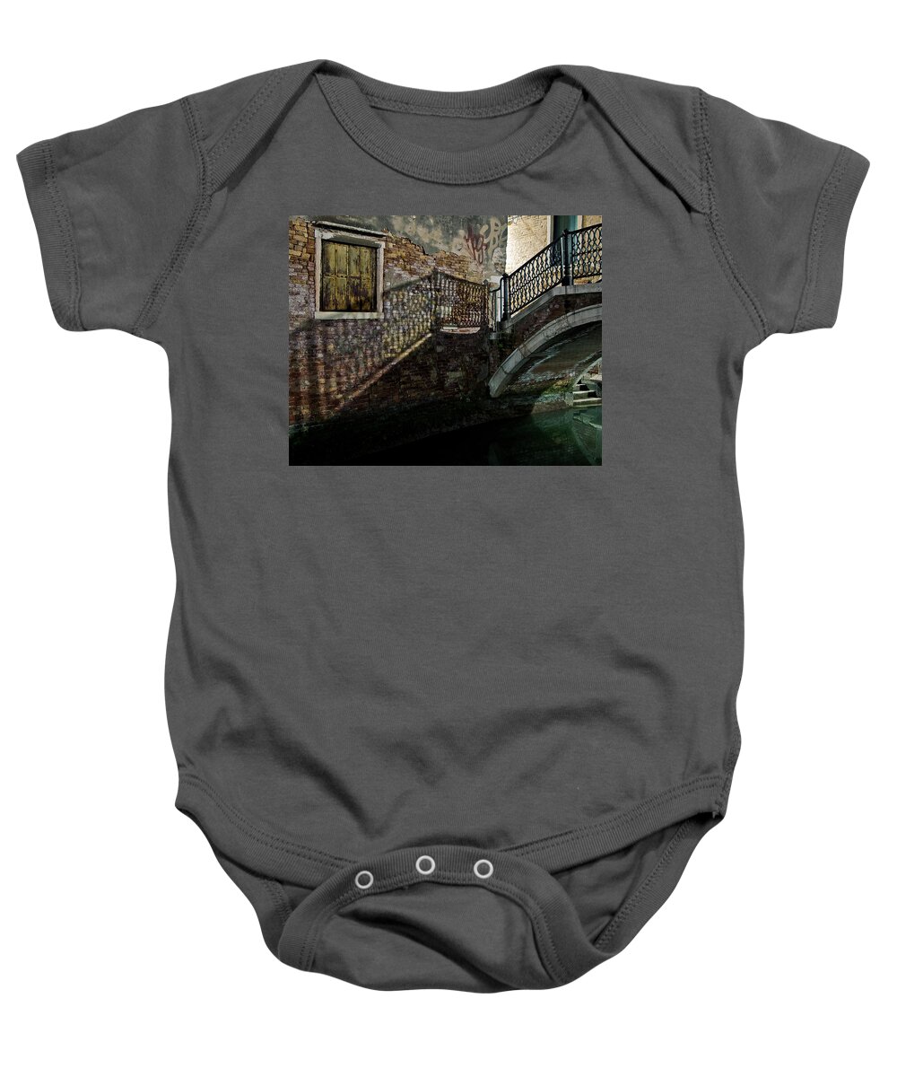 Ponte Baby Onesie featuring the photograph Under the shadow of a Venetian bridge by Eyes Of CC