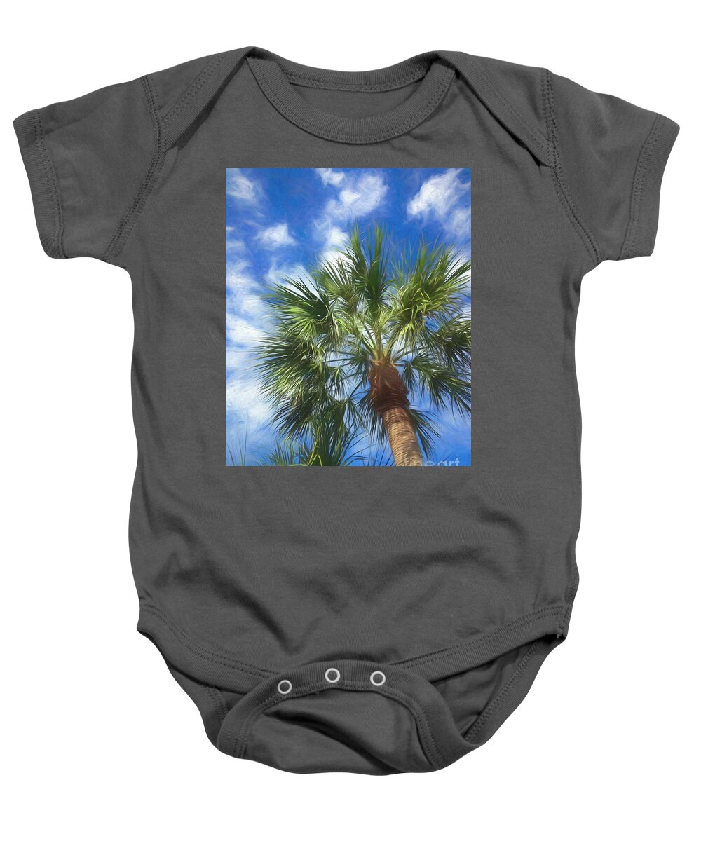 Palm Trees Baby Onesie featuring the photograph Up in the Air by Xine Segalas
