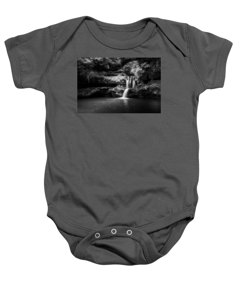 Upper Falls Ohio Baby Onesie featuring the photograph Upper Falls Waterfall Ohio/Hocking Hills by Dan Sproul