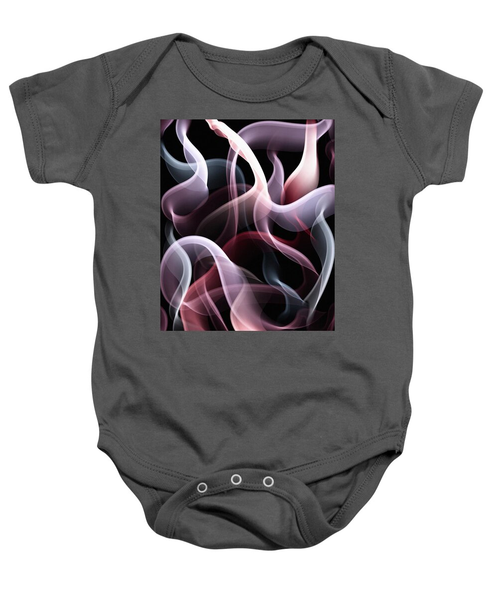 Veil Baby Onesie featuring the digital art Veil Abstract - Reds by Marianna Mills