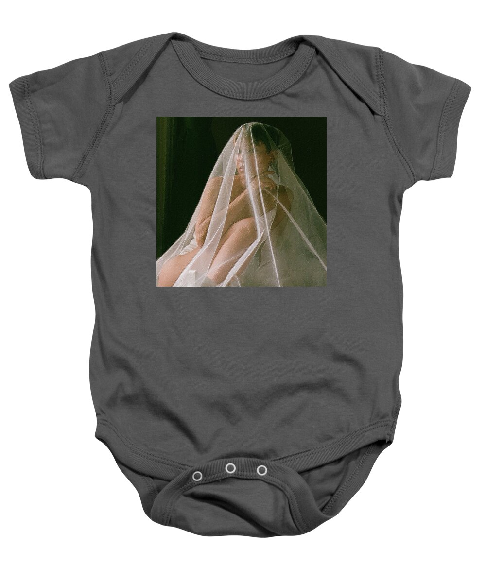 Woman Baby Onesie featuring the painting Veiled Woman 2 by Tony Rubino