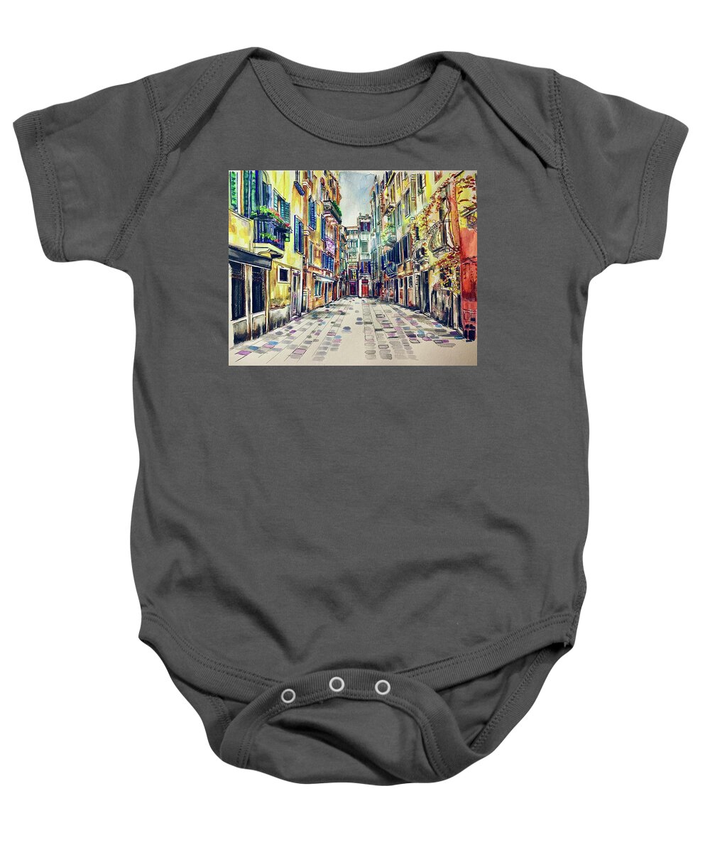 Architecture Baby Onesie featuring the painting Veritas by Try Cheatham