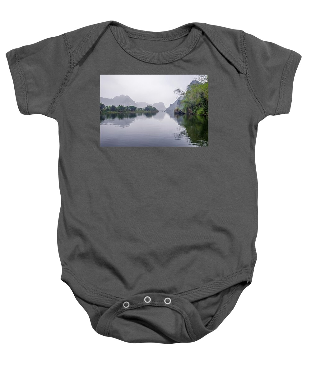 Ba Giot Baby Onesie featuring the photograph View at Tam Coc by Arj Munoz