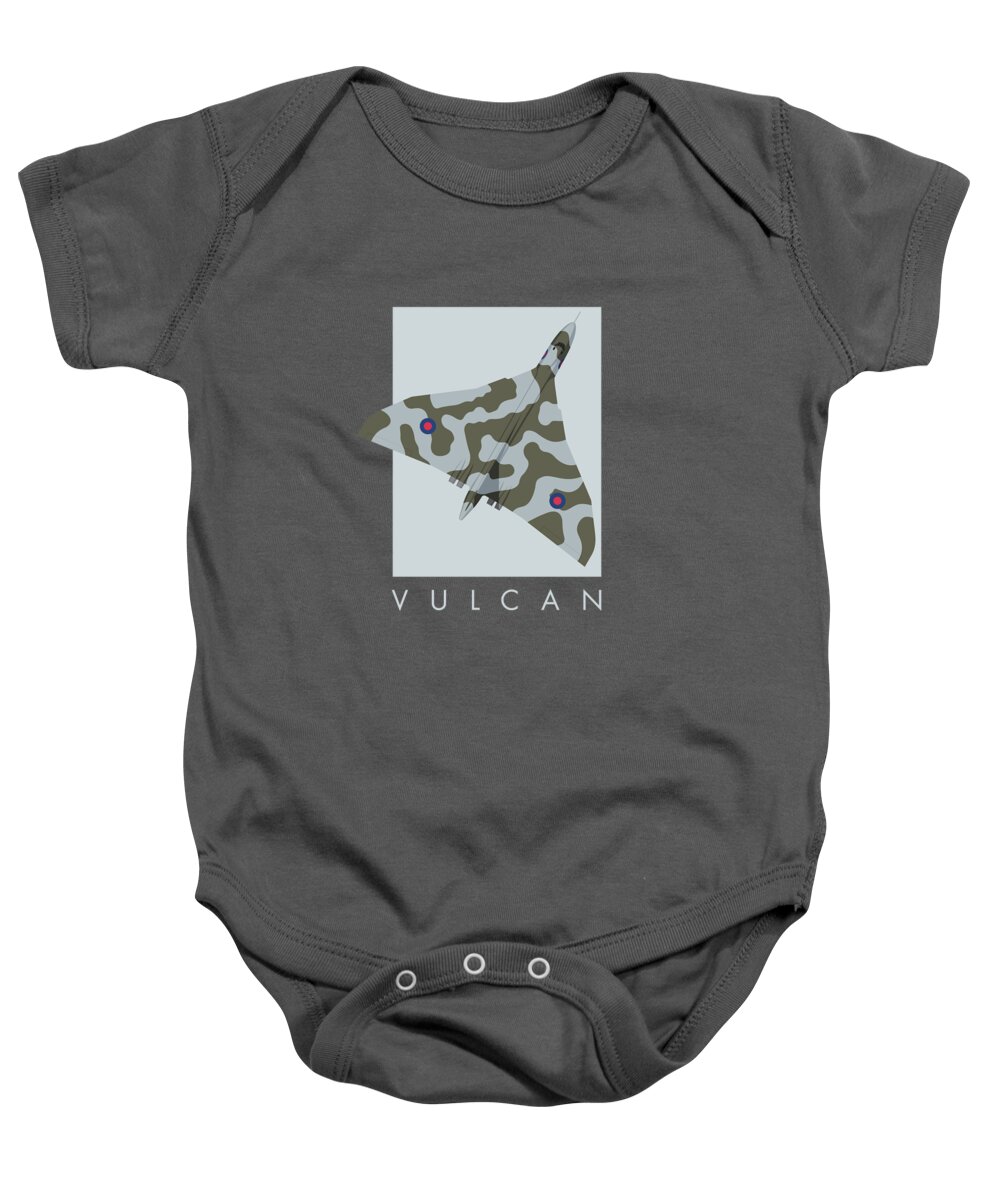 Aircraft Baby Onesie featuring the digital art Vulcan Jet Bomber - Camouflage by Organic Synthesis