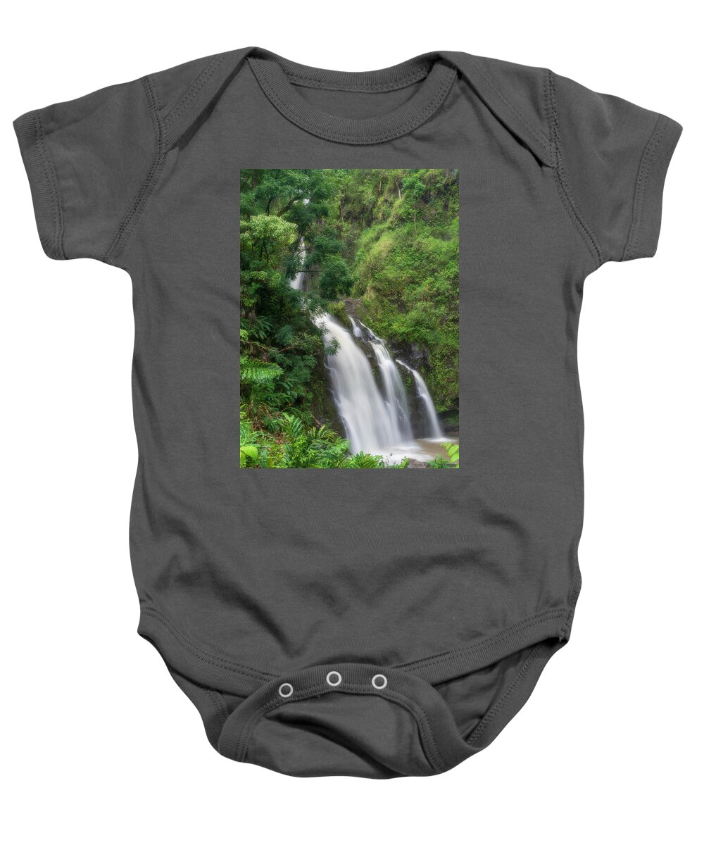 Hawaii Baby Onesie featuring the photograph Waikana Falls on Road to Hana by Betty Eich