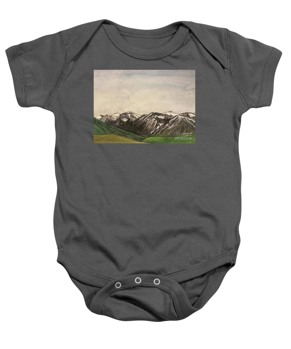 Wallowa Mountains Baby Onesie featuring the painting Wallowa Mountains by Lisa Neuman