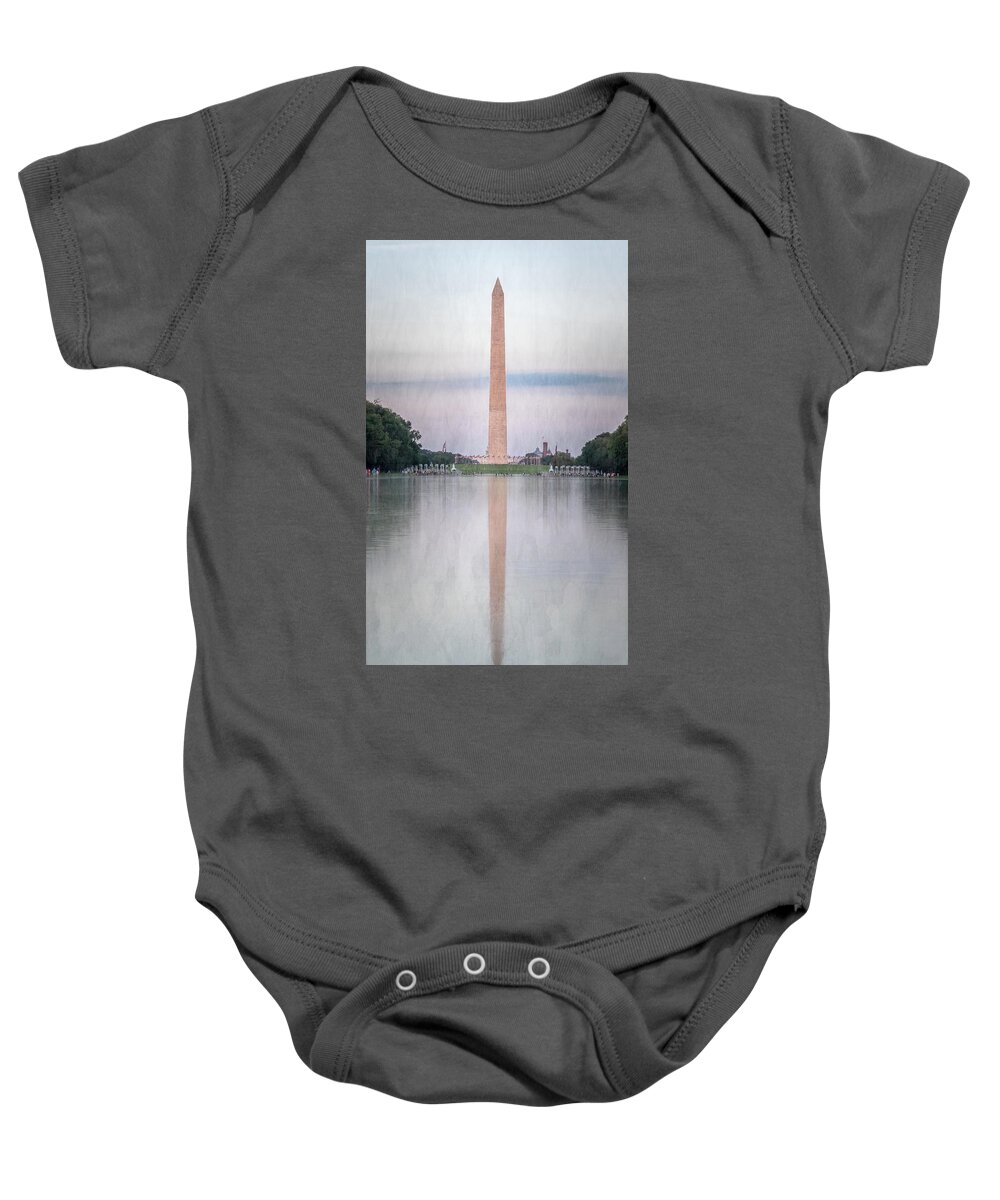 Washington Baby Onesie featuring the photograph Washington Monument Washington DC Painterly by Joan Carroll