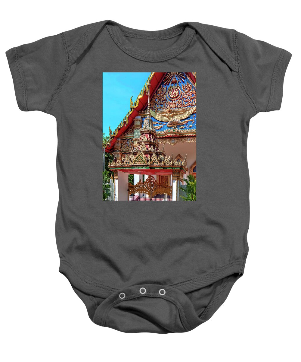 Scenic Baby Onesie featuring the photograph Wat Mongkol Nimit Ubosot Gate DTHP0593 by Gerry Gantt
